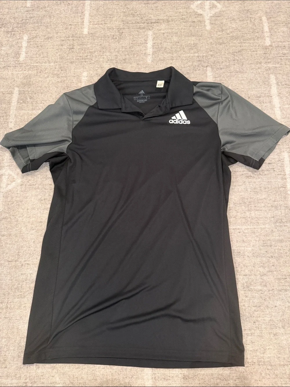 Adidas Black Polo with Gray Sleeves and White Logo